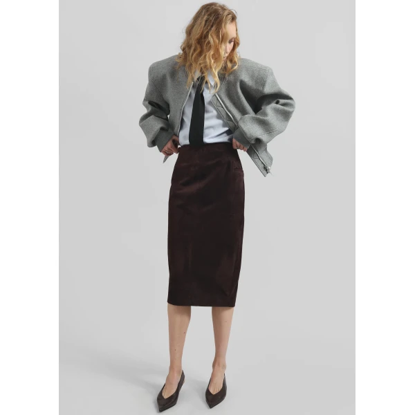 The Frankie Shop Glane Padded Wool Bomber Jacket - Grey Melange - Oversized Minimalist Jackets in Grey - Shop at Luxury Shoes 