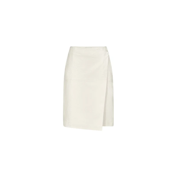 The Frankie Shop Gora Ostrich-Effect Leather Wrap Skirt – Ivory