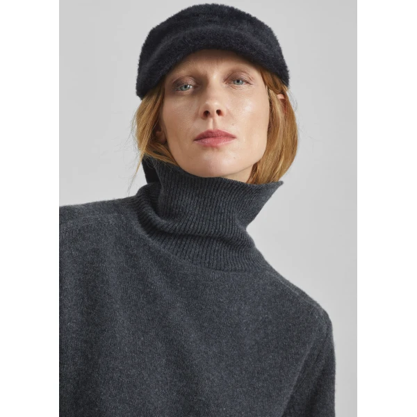 The Frankie Shop Grenaa Wool Turtleneck Sweater - Dark Grey - Oversized Minimalist Knitwear in Grey - Shop at Luxury Shoes 