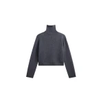 The Frankie Shop Grenaa Wool Turtleneck Sweater - Dark Grey - Oversized Minimalist Knitwear in Grey - Shop at Luxury Shoes 