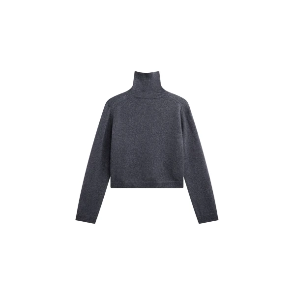 The Frankie Shop Grenaa Wool Turtleneck Sweater - Dark Grey - Oversized Minimalist Knitwear in Grey - Shop at Luxury Shoes 