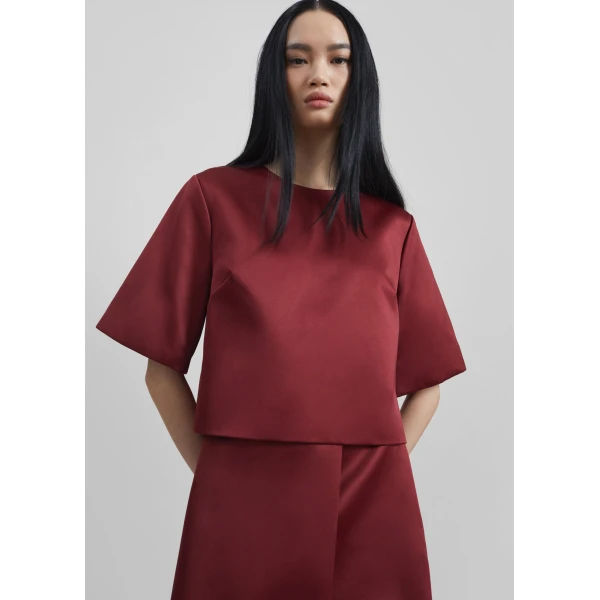 The Frankie Shop Hania Top - Cabernet - Oversized Minimalist Tops in Red - Shop at Luxury Shoes 