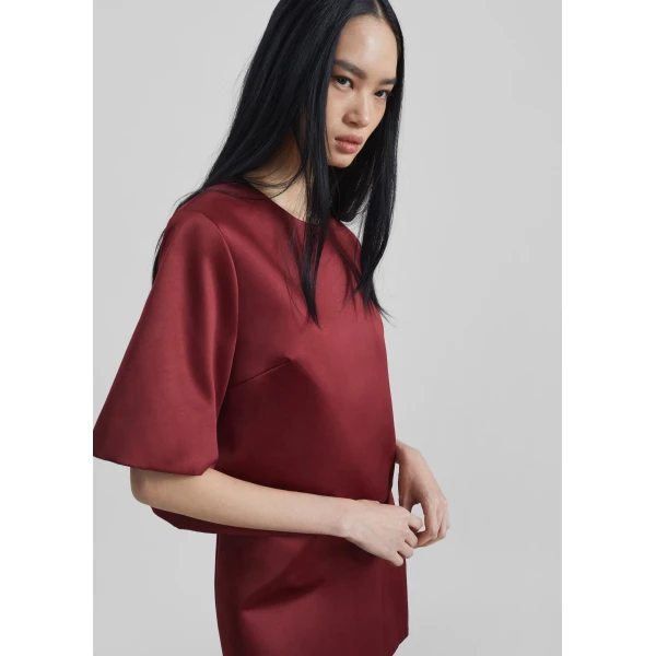 The Frankie Shop Hania Top - Cabernet - Oversized Minimalist Tops in Red - Shop at Luxury Shoes 