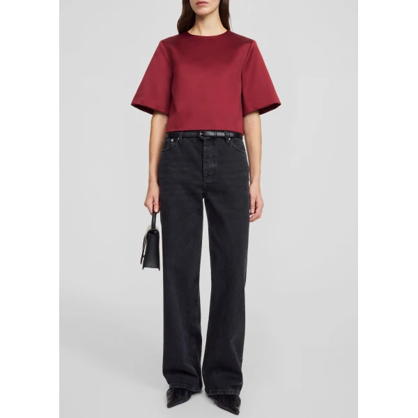 The Frankie Shop Hania Top - Cabernet - Oversized Minimalist Tops in Red - Shop at Luxury Shoes 