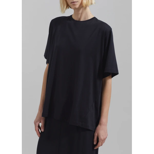The Frankie Shop Harper Soft Organic T-Shirt - Black - Oversized Minimalist Tops in Black - Shop at Luxury Shoes 
