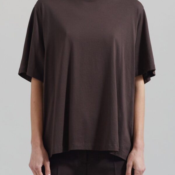 The Frankie Shop Harper Soft Organic T-Shirt – Brown Top, view 4