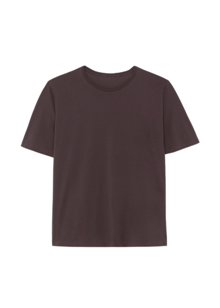 The Frankie Shop Harper Soft Organic T-Shirt - Brown - Oversized Minimalist Tops in Beige - Shop at Luxury Shoes 
