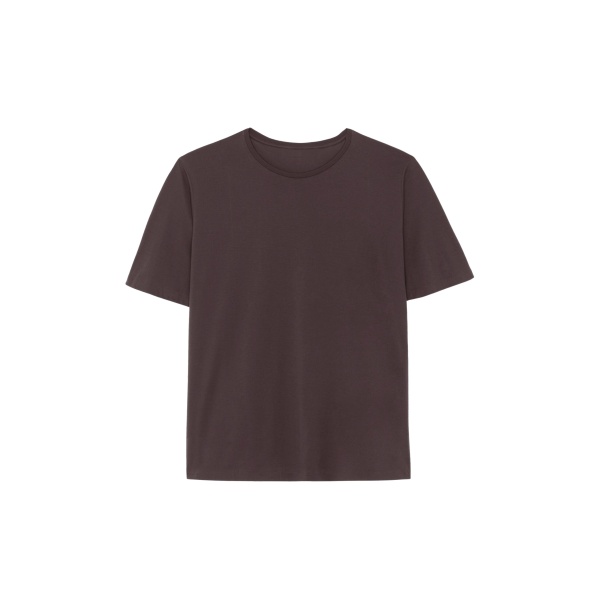 The Frankie Shop Harper Soft Organic T-Shirt - Brown - Oversized Minimalist Tops in Beige - Shop at Luxury Shoes 