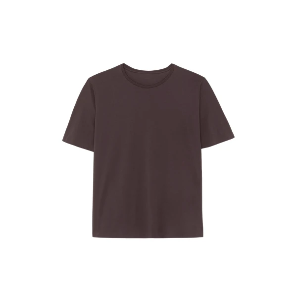 The Frankie Shop Harper Soft Organic T-Shirt - Brown - Oversized Minimalist Tops in Beige - Shop at Luxury Shoes 