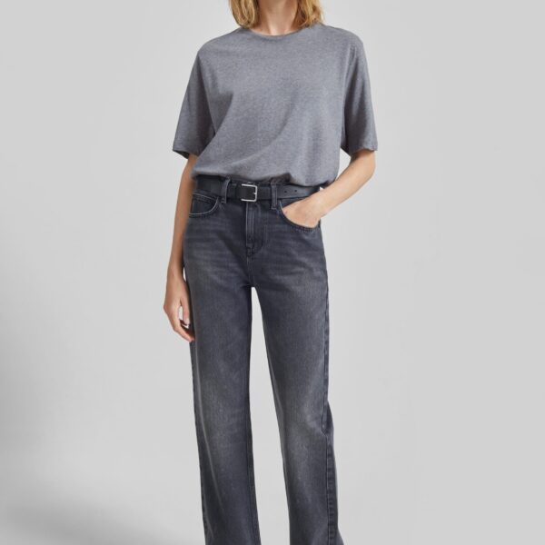The Frankie Shop Harper Soft Organic T-Shirt – Dark Grey Melange Top, view 3