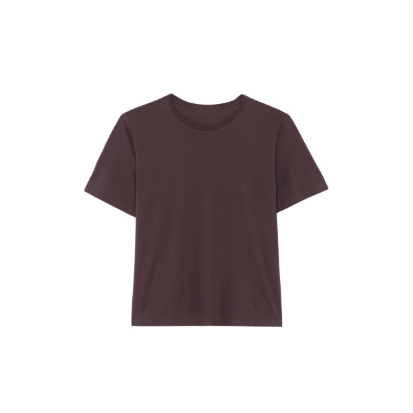 The Frankie Shop Harper Soft Organic T-Shirt - Dark Plum - Oversized Minimalist Tops in Purple - Shop at Luxury Shoes 