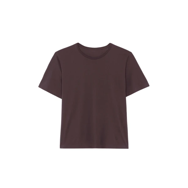 The Frankie Shop Harper Soft Organic T-Shirt - Dark Plum - Oversized Minimalist Tops in Purple - Shop at Luxury Shoes 