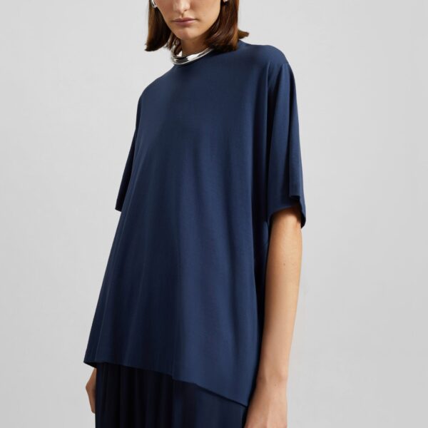 The Frankie Shop Harper Soft Organic T-Shirt – Navy Top, view 2