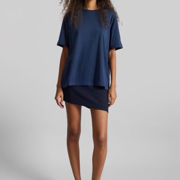 The Frankie Shop Harper Soft Organic T-Shirt – Navy Top, view 3