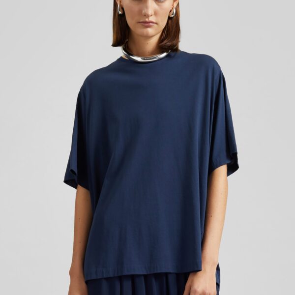 The Frankie Shop Harper Soft Organic T-Shirt – Navy Top, view 6