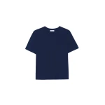 The Frankie Shop Harper Soft Organic T-Shirt - Navy - Oversized Minimalist Tops in Blue - Shop at Luxury Shoes 
