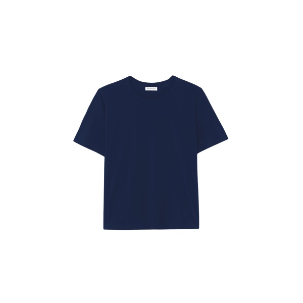 The Frankie Shop Harper Soft Organic T-Shirt - Navy - Oversized Minimalist Tops in Blue - Shop at Luxury Shoes 