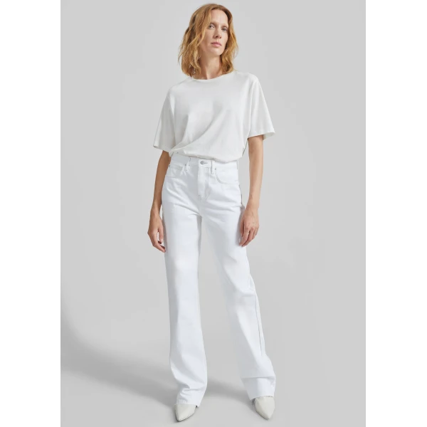 The Frankie Shop Harper Soft Organic T-Shirt - Off White - Oversized Minimalist Tops in White - Shop at Luxury Shoes 