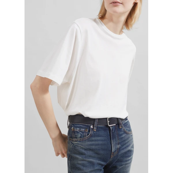The Frankie Shop Harper Soft Organic T-Shirt - Off White - Oversized Minimalist Tops in White - Shop at Luxury Shoes 