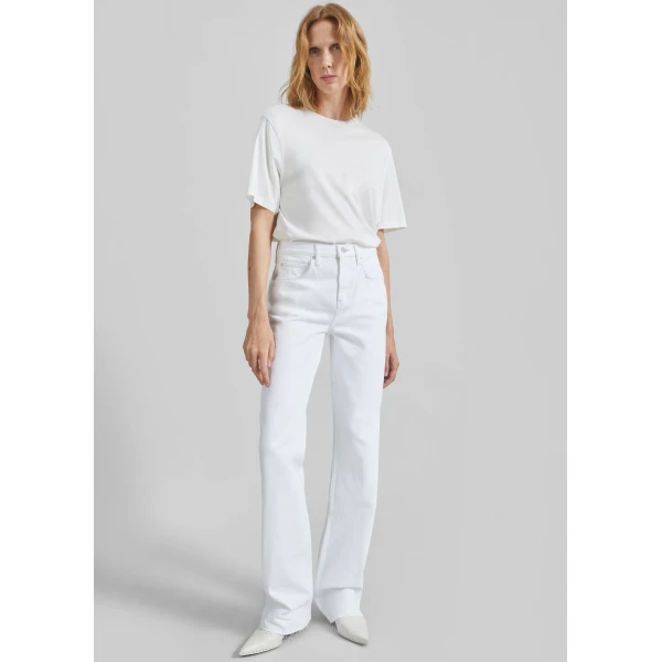 The Frankie Shop Harper Soft Organic T-Shirt - Off White - Oversized Minimalist Tops in White - Shop at Luxury Shoes 