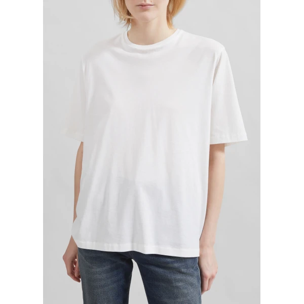 The Frankie Shop Harper Soft Organic T-Shirt - Off White - Oversized Minimalist Tops in White - Shop at Luxury Shoes 