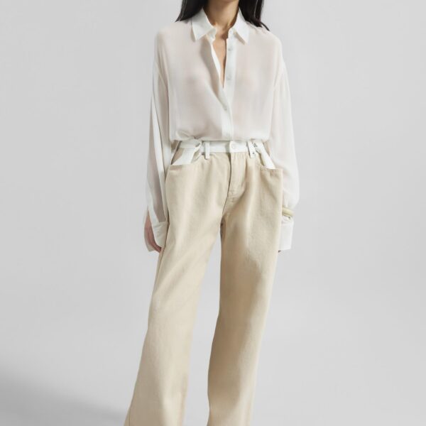The Frankie Shop Hayla Contrast Denim Pants – Beige/Off White, view 2
