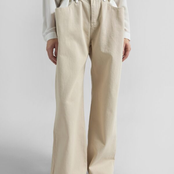 The Frankie Shop Hayla Contrast Denim Pants – Beige/Off White, view 5