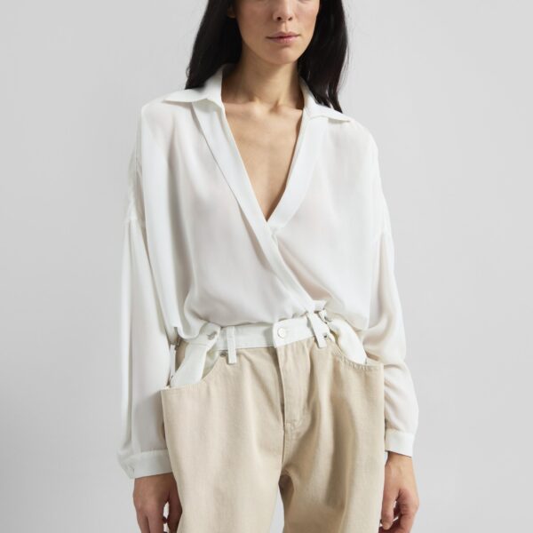 The Frankie Shop Hayla Contrast Denim Pants – Beige/Off White, view 6