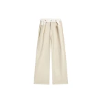 The Frankie Shop Hayla Contrast Denim Pants - Beige/Off White - Oversized Minimalist Pants in Multicolour - Shop at Luxury Shoes 