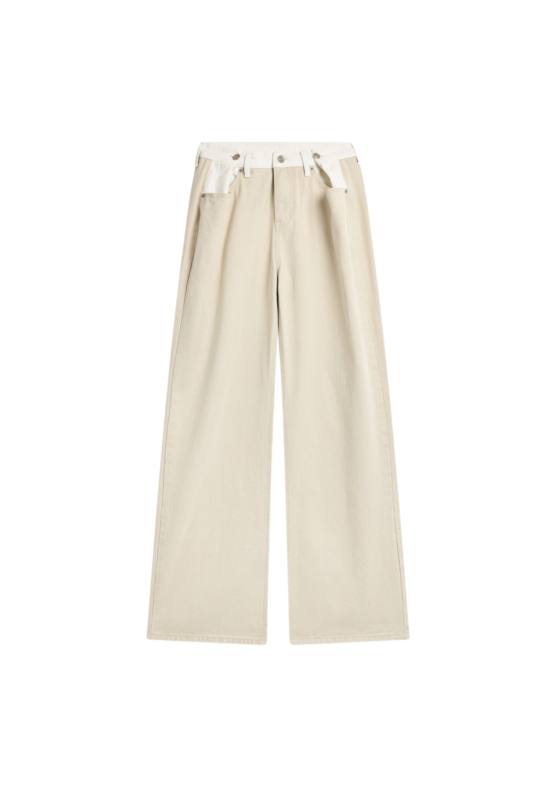 The Frankie Shop Hayla Contrast Denim Pants – Beige/Off White