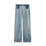 The Frankie Shop Hayla Contrast Denim Pants - Light Wash/Blue - Oversized Minimalist Pants in Multicolour - Shop at Luxury Shoes 