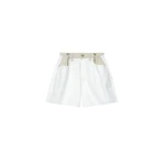 The Frankie Shop Hayla Contrast Denim Shorts - Off White/Beige - Oversized Minimalist Shorts in Multicolour - Shop at Luxury Shoes 