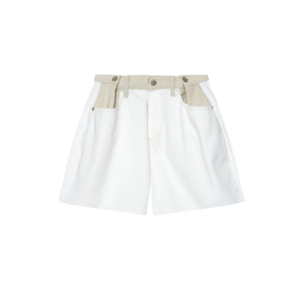 The Frankie Shop Hayla Contrast Denim Shorts – Off White/Beige