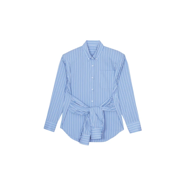 The Frankie Shop Heaton Double-Sleeve Padded Shirt – Blue/White Stripe