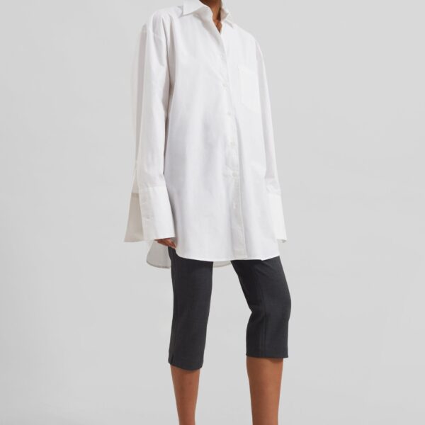 The Frankie Shop Helen Organic Cotton Long Shirt – White, view 3