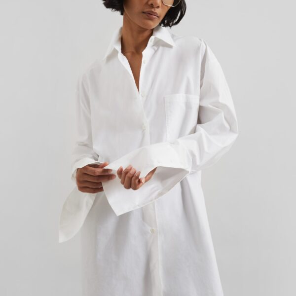 The Frankie Shop Helen Organic Cotton Long Shirt – White, view 4