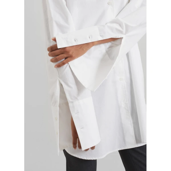 The Frankie Shop Helen Organic Cotton Long Shirt - White - Oversized Minimalist Tops in White - Shop at Luxury Shoes 