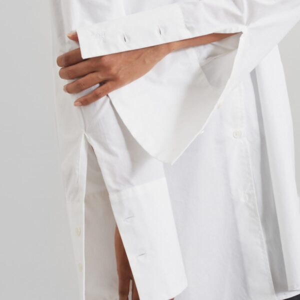 The Frankie Shop Helen Organic Cotton Long Shirt – White, view 5