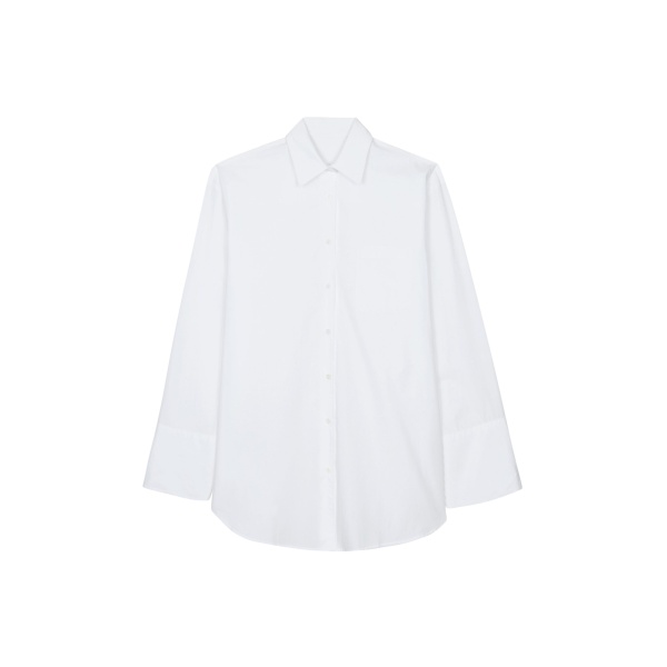 The Frankie Shop Helen Organic Cotton Long Shirt - White - Oversized Minimalist Tops in White - Shop at Luxury Shoes 