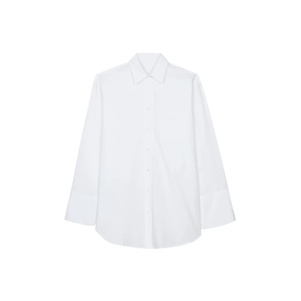 The Frankie Shop Helen Organic Cotton Long Shirt - White - Oversized Minimalist Tops in White - Shop at Luxury Shoes 