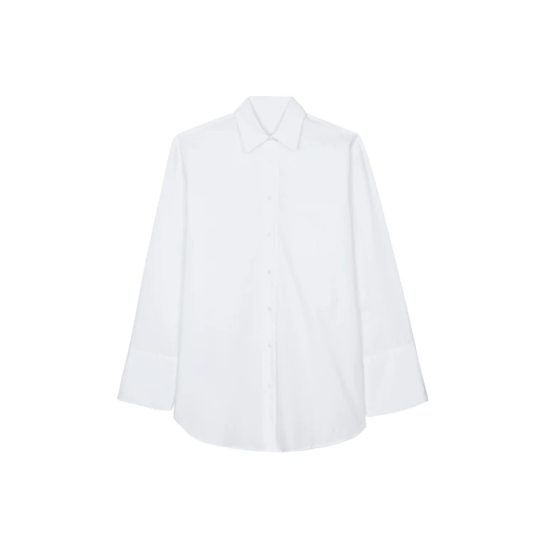 The Frankie Shop Helen Organic Cotton Long Shirt - White - Oversized Minimalist Tops in White - Shop at Luxury Shoes 