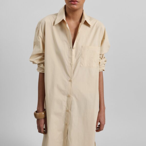 The Frankie Shop Helena Shirt Dress – Beige, view 3