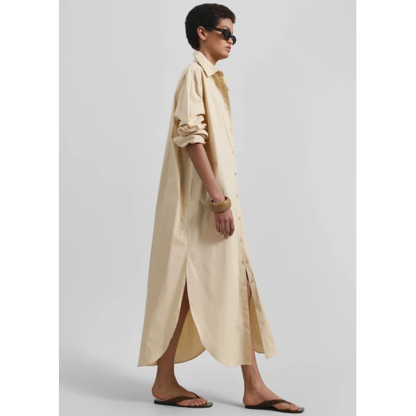The Frankie Shop Helena Shirt Dress - Beige - Oversized Minimalist Dresses in Beige - Shop at Luxury Shoes 