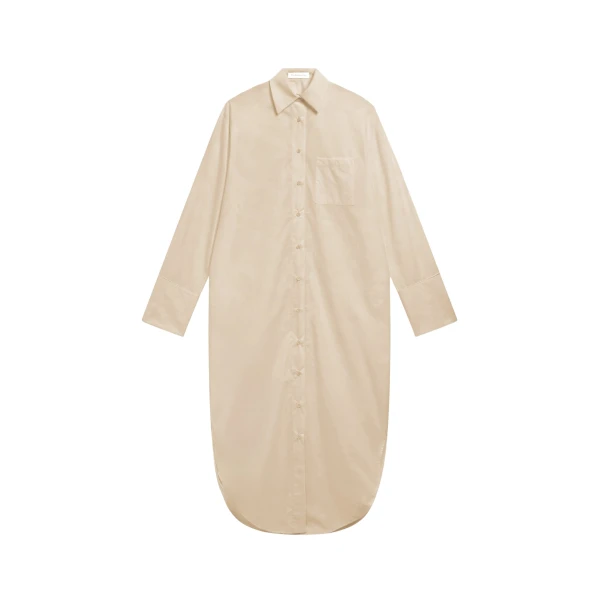 The Frankie Shop Helena Shirt Dress - Beige - Oversized Minimalist Dresses in Beige - Shop at Luxury Shoes 