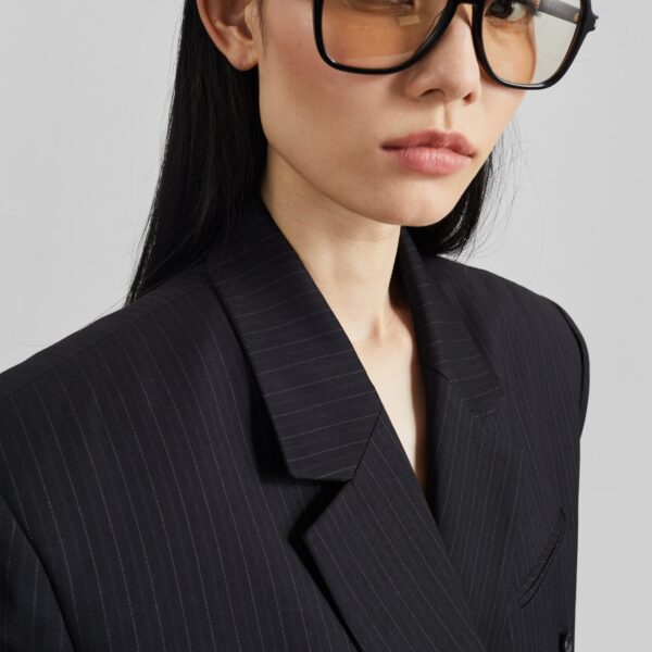The Frankie Shop Helmond Double-Breasted Blazer – Black Multi Stripe, view 4