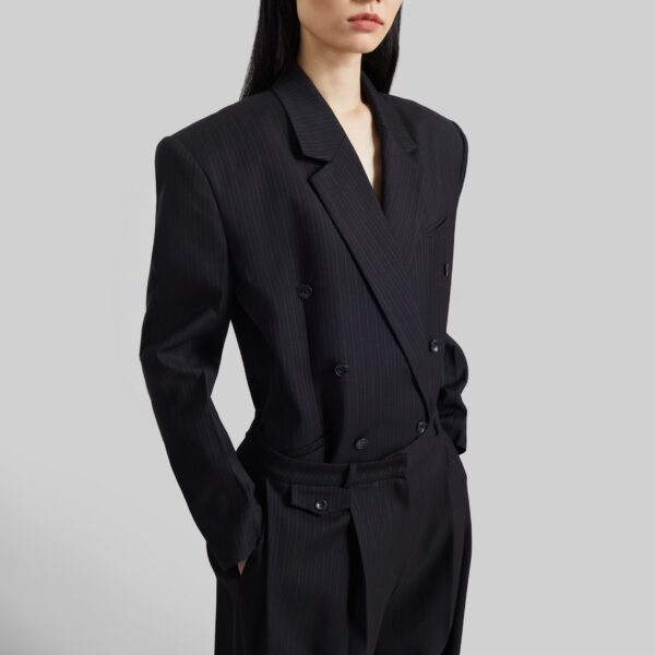 The Frankie Shop Helmond Double-Breasted Blazer – Black Multi Stripe, view 6