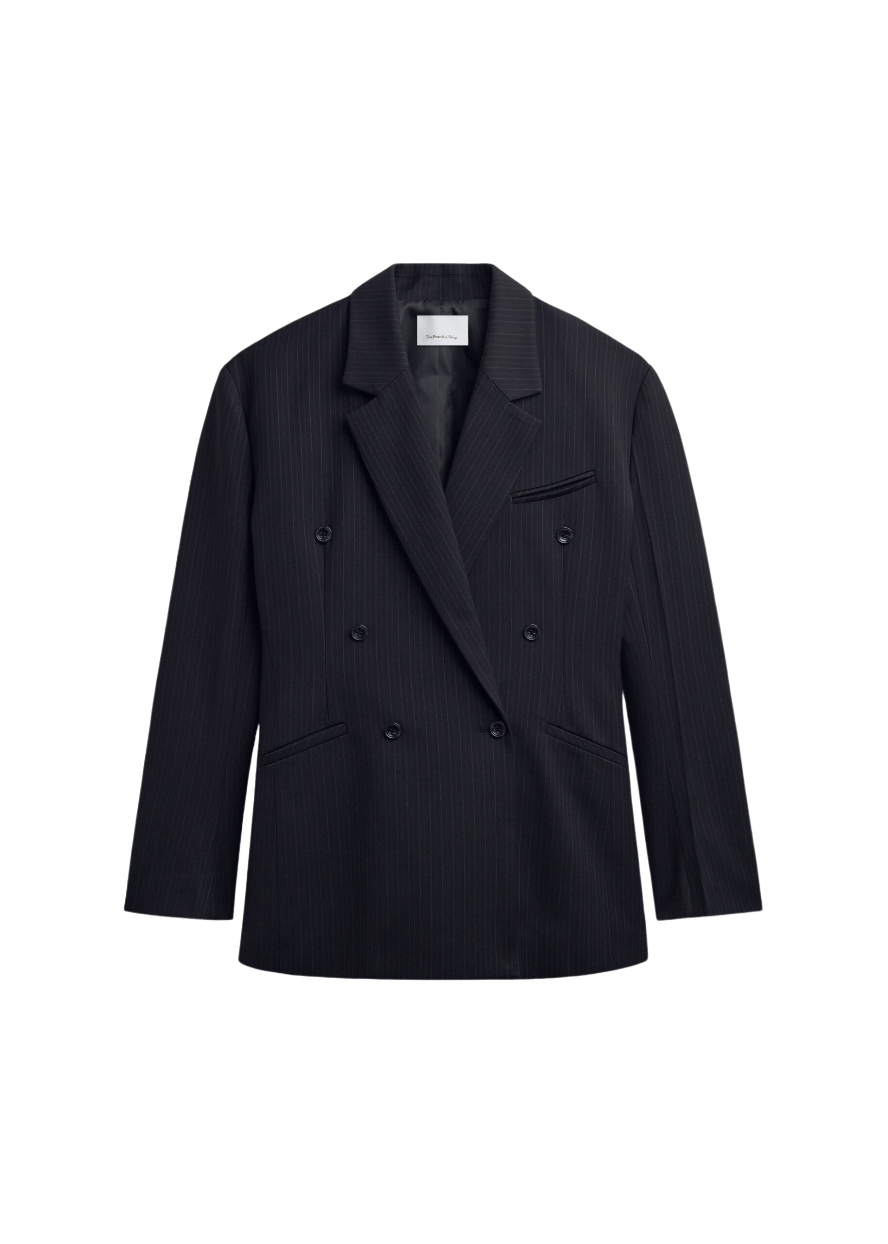 The Frankie Shop Helmond Double-Breasted Blazer – Black Multi Stripe