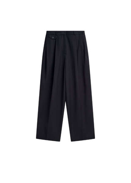 The Frankie Shop Helmond Pleated Trousers - Black Multi Stripe - Oversized Minimalist Pants in Multicolour - Shop at Luxury Shoes 