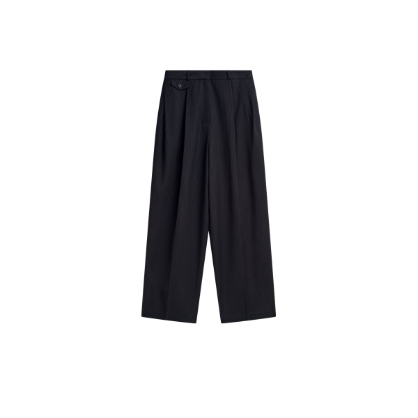 The Frankie Shop Helmond Pleated Trousers - Black Multi Stripe - Oversized Minimalist Pants in Multicolour - Shop at Luxury Shoes 