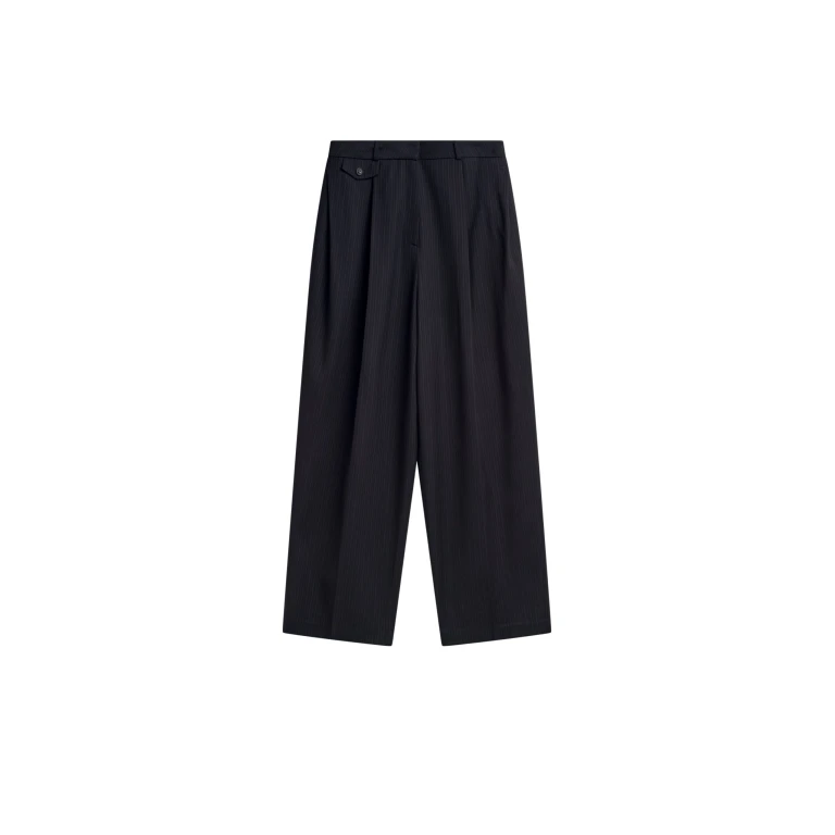 The Frankie Shop Helmond Pleated Trousers - Black Multi Stripe - Oversized Minimalist Pants in Multicolour - Shop at Luxury Shoes 